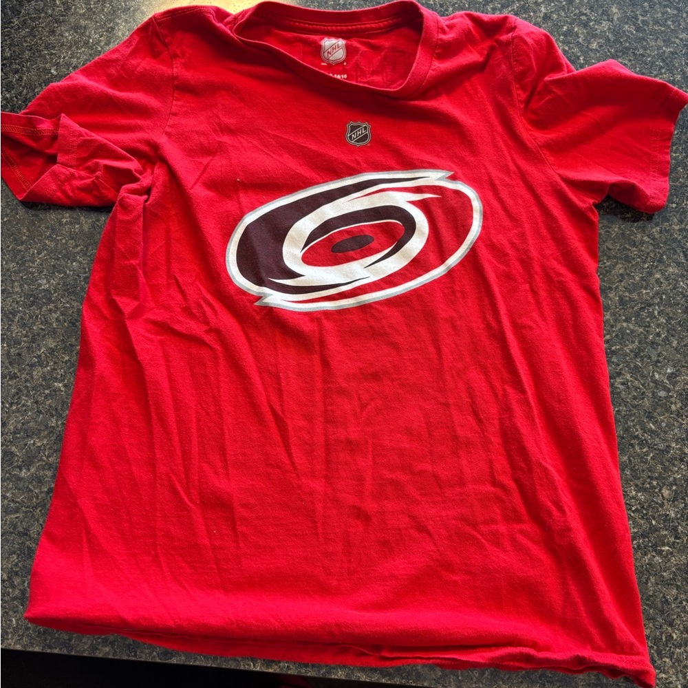 NHL Red Short Sleeve Tee with Logo